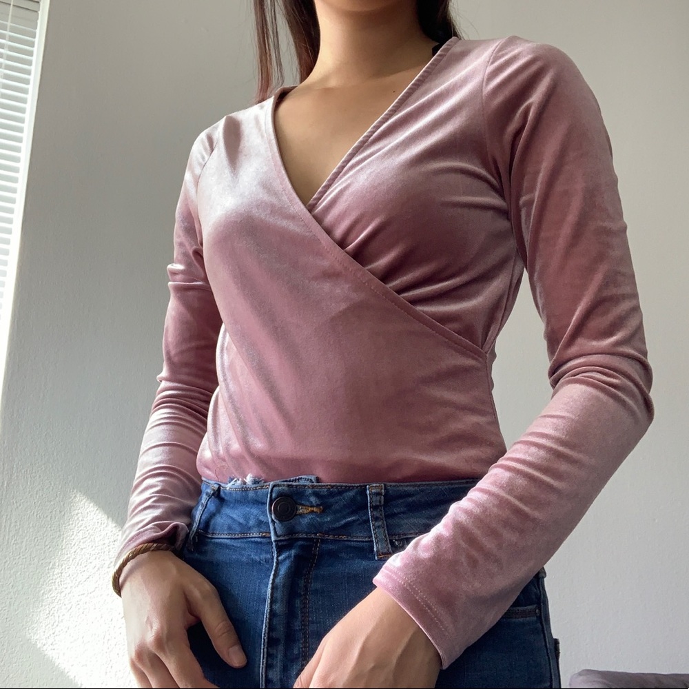 lulu’s pink velvet bodysuit